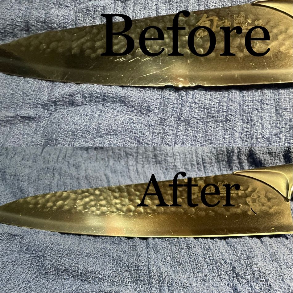 before and after simply sharper Divi Charity Donation